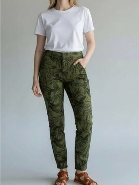 Old Navy Olive Green Printed Skinny Utility Pants